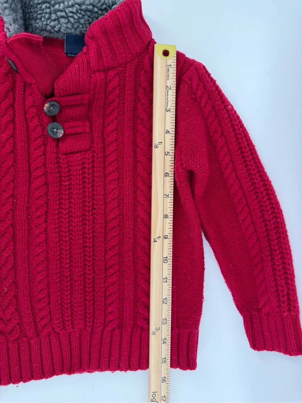baby GAP Red Cable-Knit Pullover Sweater with Sherpa Collar